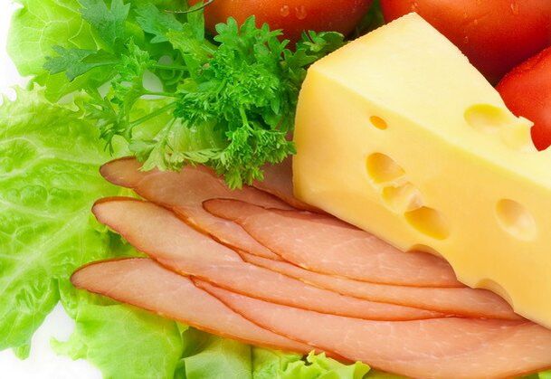Queixo, carne e verduras para a dieta Dukan
